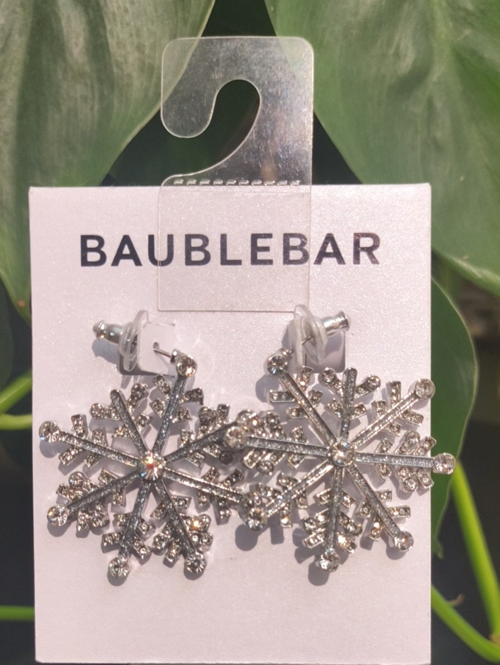 BaubleBar Silver Crystal Snowflake Stud Earrings NWT